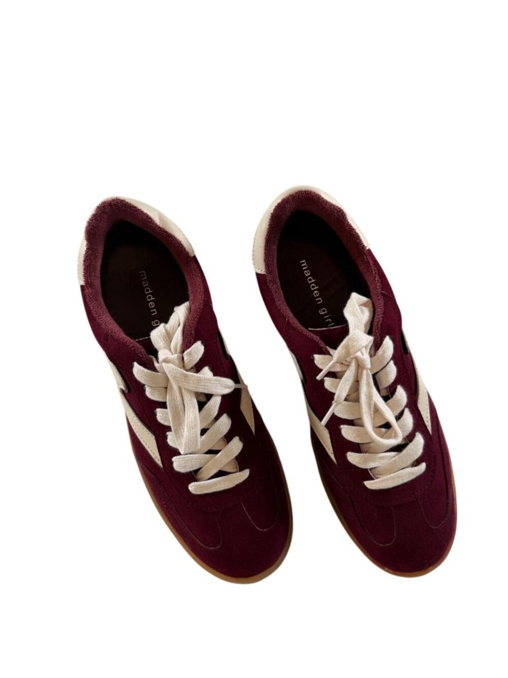 Madden Girl GIIA Burgundy & White Tennis Shoes Womens 8.5 Pre-Owned With Box - Picture 2 of 6